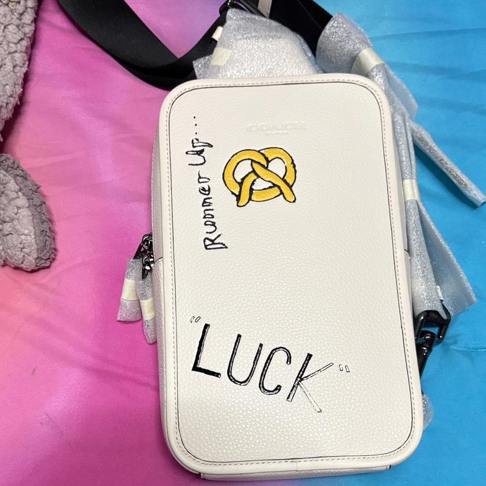 Coach White Crossbody Bag with Graphic Design